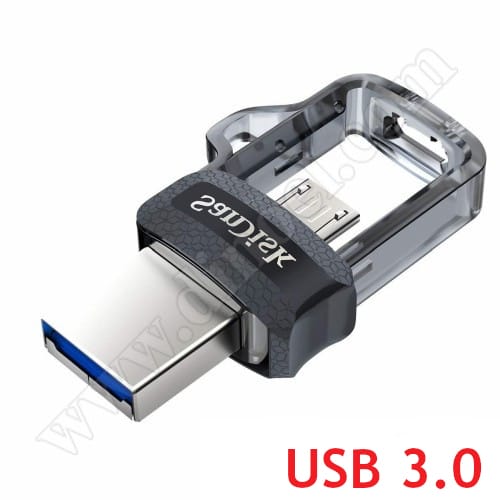 SanDisk, Ultra Dual Drive, m3.0, 128GB, USB 3.0, Flash Drive, Grey